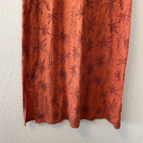Toad & Co Midi Dress Size XS Samba Paseo Tencel Organic Cotton Burnt Orange Palm - Picture 5 of 16